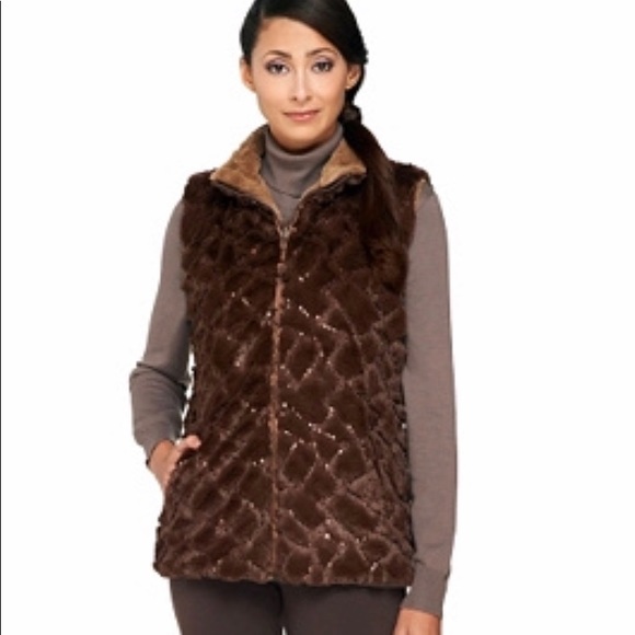 Joan Rivers Jackets & Blazers - JOAN RIVERS REVERSIBLE FAUX FUR VEST